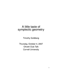 Symplectic Geometry