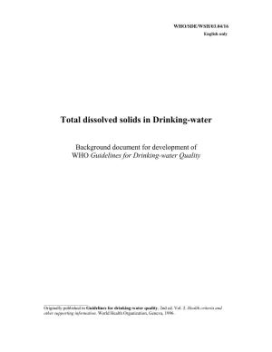 Total Dissolved Solids in Drinking-Water