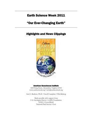 Earth Science Week 2011 “Our Ever-Changing Earth”