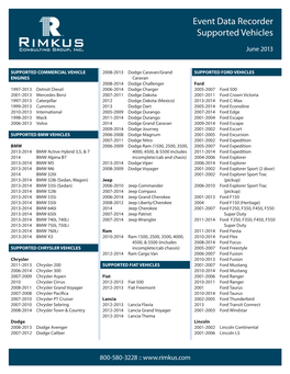 Event Data Recorder Vehicle List 2013