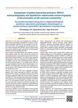 Comparison of Gated Myocardial Perfusion SPECT, Echocardiography and Equilibrium Radionuclide Ventriculography in the Evaluation of Left Ventricle Contractility