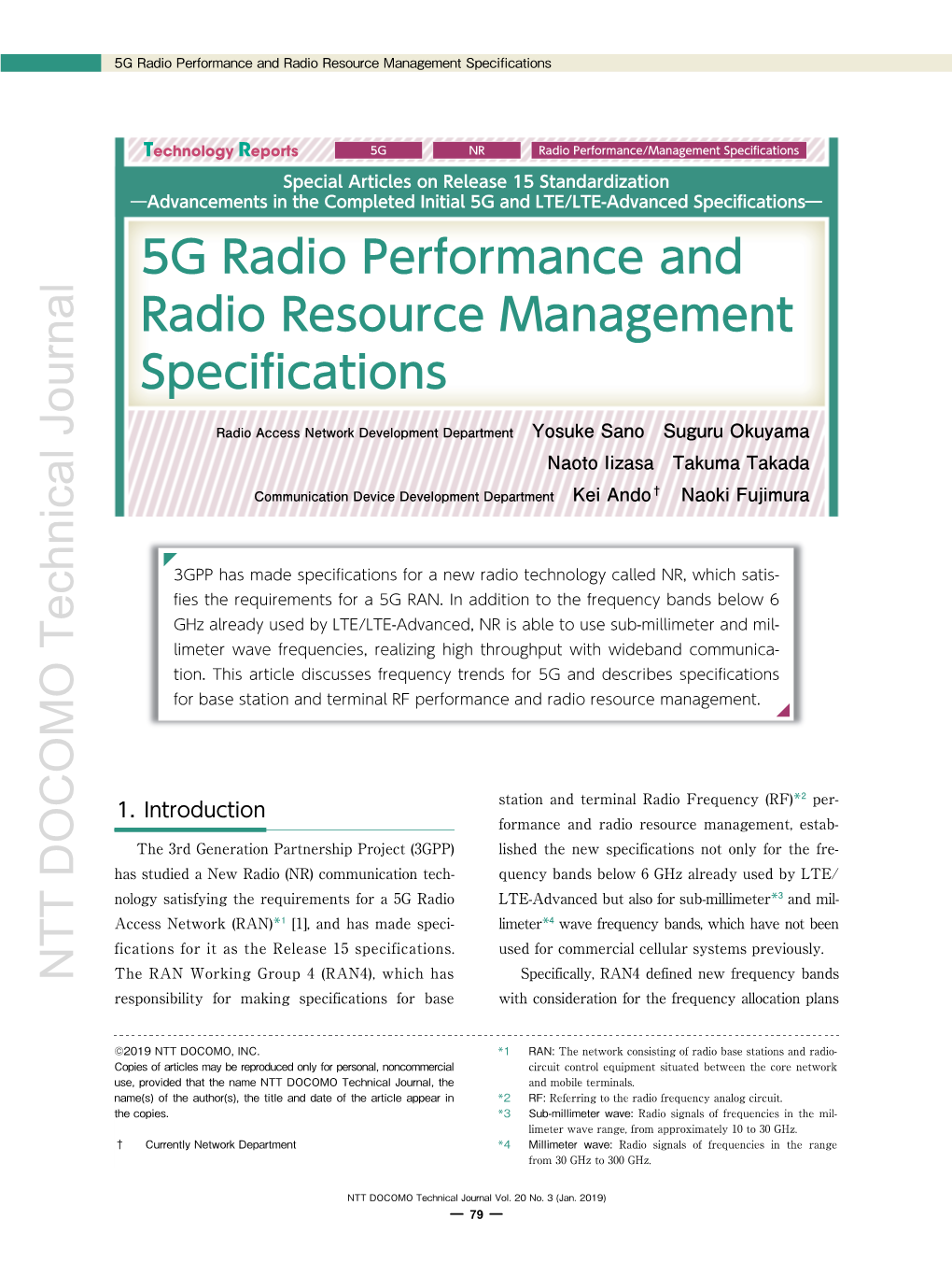5G Radio Performance and Radio Resource Management Specifications