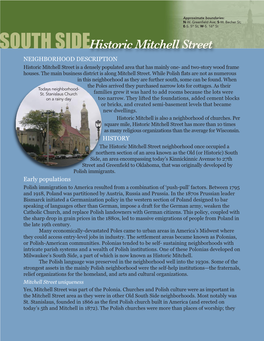 Historic Mitchell Street NEIGHBORHOOD DESCRIPTION Historic Mitchell Street Is a Densely Populated Area That Has Mainly One- and Two-Story Wood Frame Houses