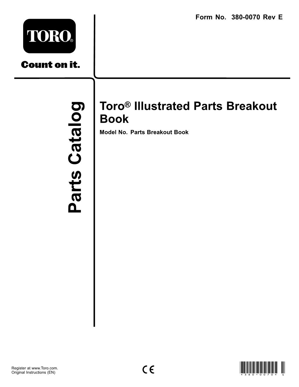 Toro® Illustrated Parts Breakout Book Model No