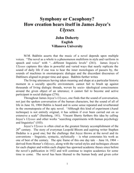 How Creation Hears Itself in James Joyce's Ulysses