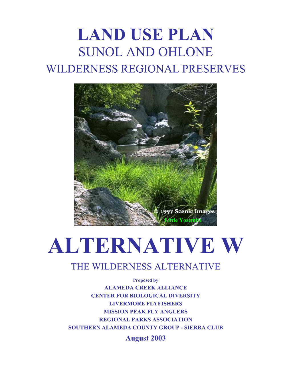 Land Use Plan Sunol and Ohlone Wilderness Regional Preserves