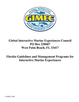 Global Interactive Marine Experience Council (GIMEC) Guidelines