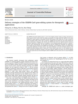Delivery Strategies of the CRISPR-Cas9 Gene-Editing System for Therapeutic MARK Applications