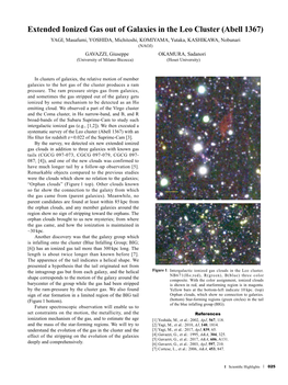 Extended Ionized Gas out of Galaxies in the Leo Cluster (Abell 1367)