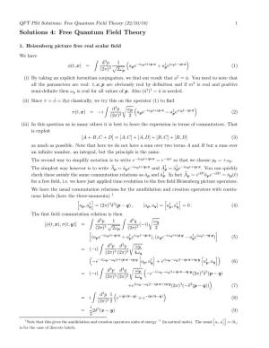Solutions 4: Free Quantum Field Theory
