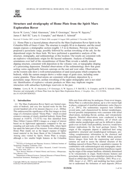 Structure and Stratigraphy of Home Plate from the Spirit Mars Exploration Rover Kevin W