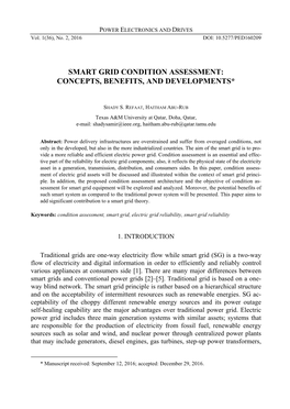 Smart Grid Condition Assessment: Concepts, Benefits, and Developments*