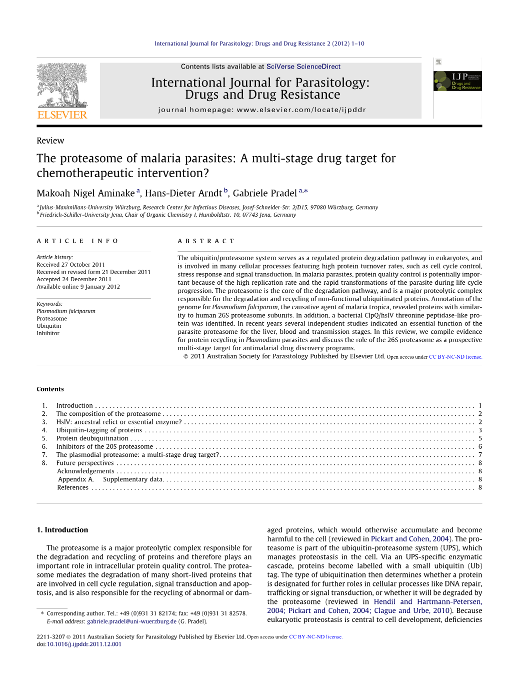 The Proteasome of Malaria Parasites