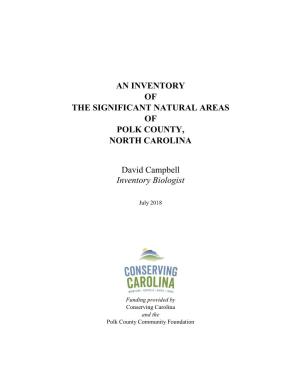 An Inventory of the Significant Natural Areas of Polk County, North Carolina