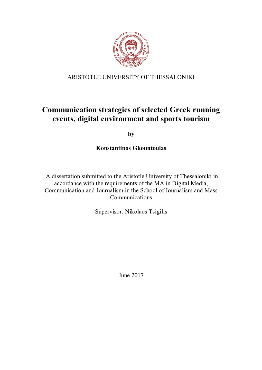 Communication Strategies of Selected Greek Running Events, Digital Environment and Sports Tourism