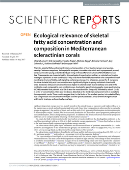 Ecological Relevance of Skeletal Fatty Acid Concentration and Composition