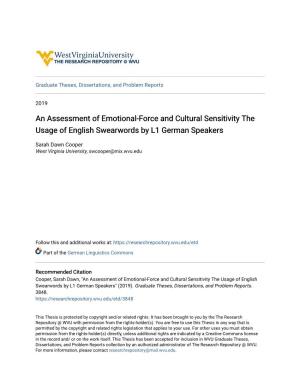 An Assessment of Emotional-Force and Cultural Sensitivity the Usage of English Swearwords by L1 German Speakers