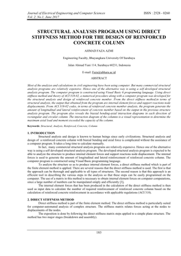 Structural Analysis Program Using Direct Stiffness Method for the Design of Reinforced Concrete Column