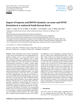 Impact of Isoprene and HONO Chemistry on Ozone and OVOC Formation in a Semirural South Korean Forest