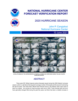 National Hurricane Center Forecast Verification Report 2020 Hurricane Season