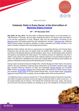 Celebrate 'Kabir in Every Sense' at the Third Edition of Mahindra Kabira