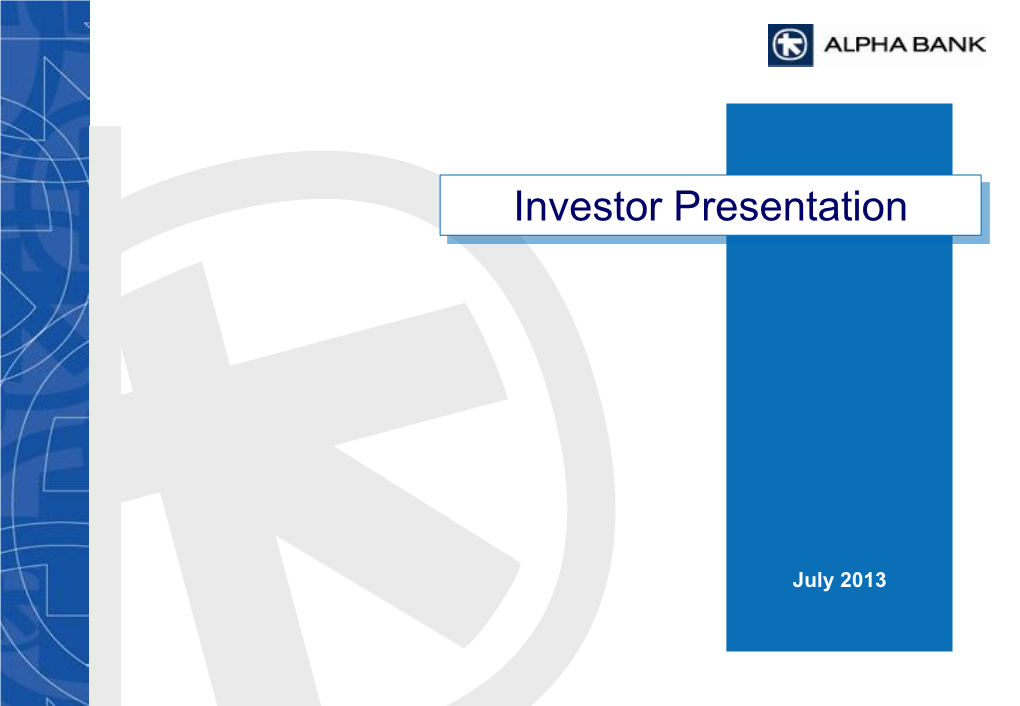 Investor Presentation July 2013