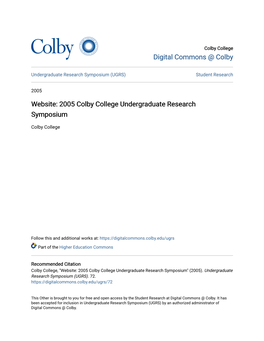 2005 Colby College Undergraduate Research Symposium