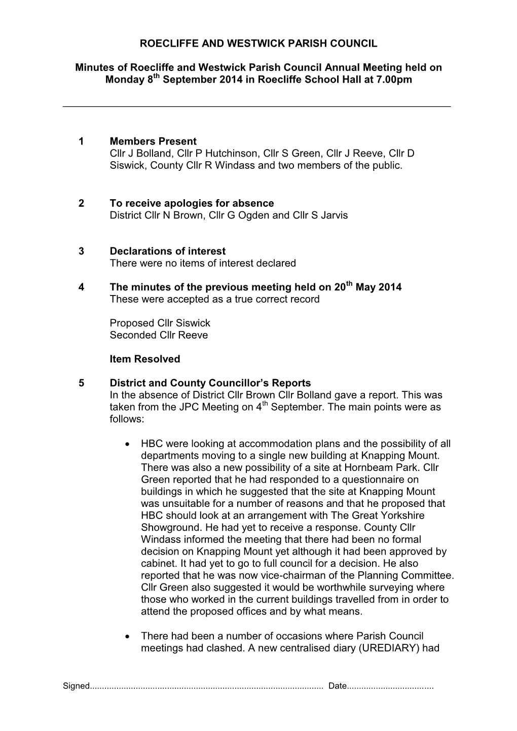 Roecliffe Parish Profile