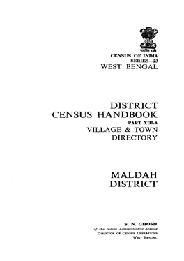 Village & Town Directory, Maldah, Part XIII-A, Series-23, West Bengal