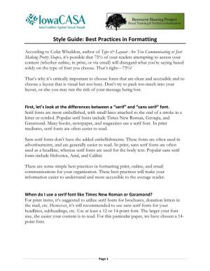 Style Guide: Best Practices in Formatting