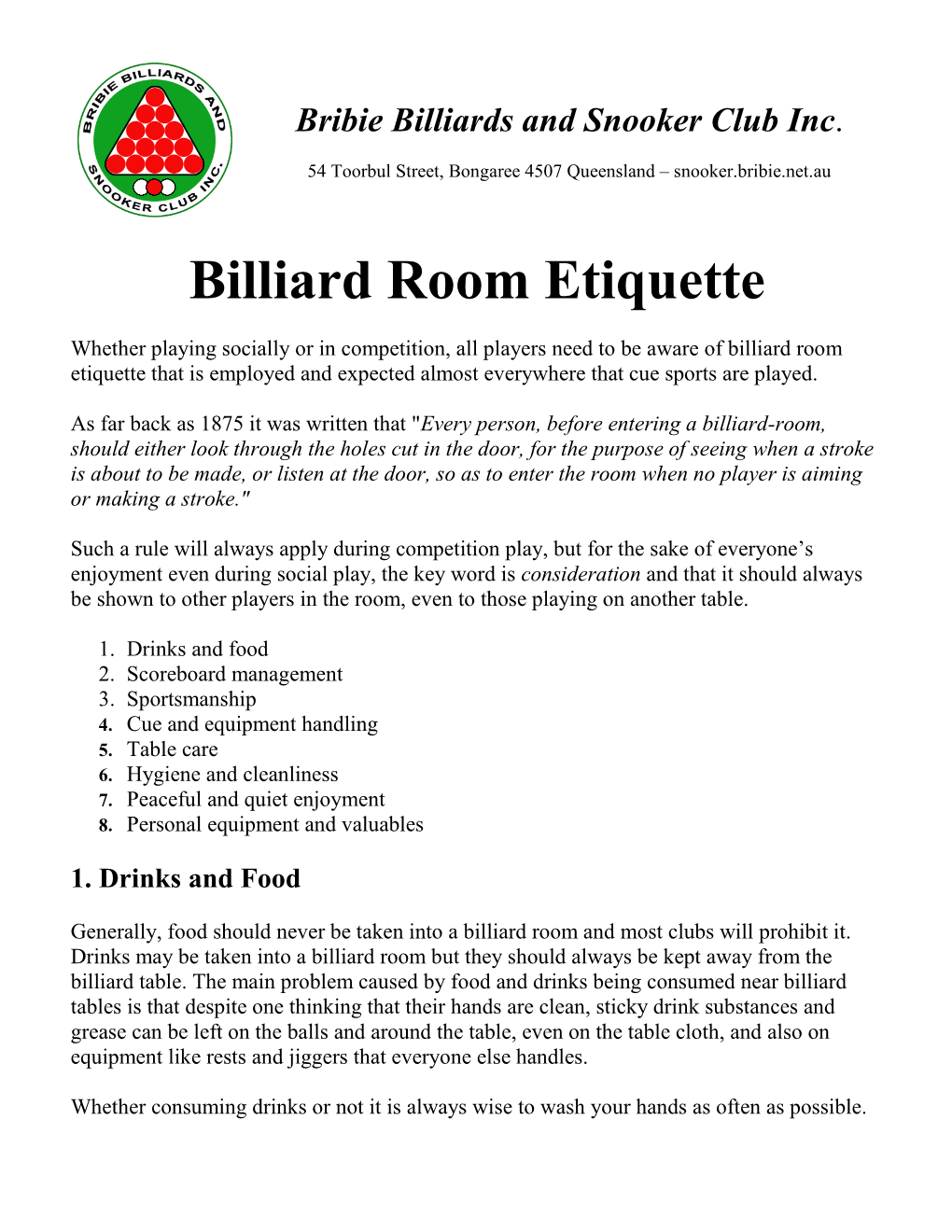 Billiard Room Etiquette