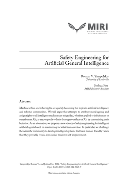 Safety Engineering for Artificial General Intelligence