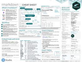 Rmarkdown : : CHEAT SHEET RENDERED OUTPUT File Path to Output Document SOURCE EDITOR What Is Rmarkdown? 1