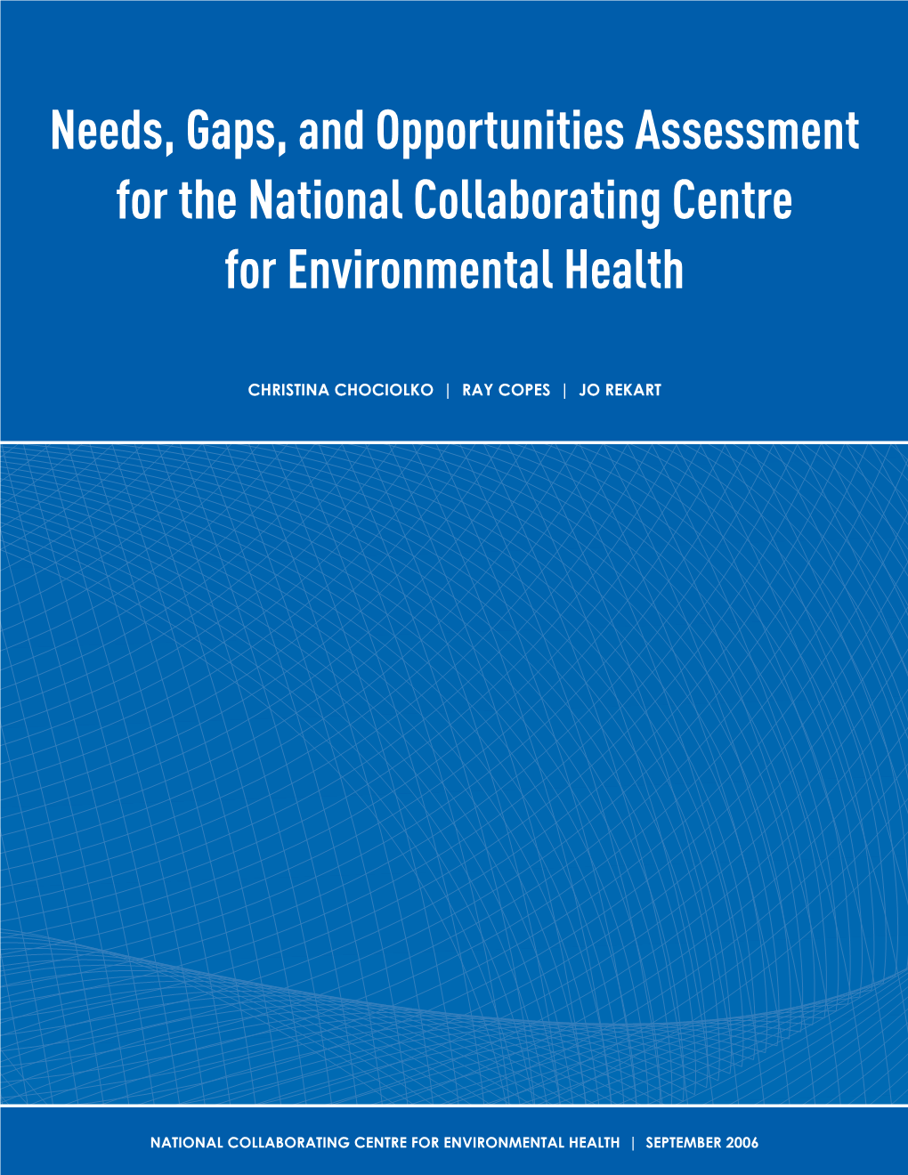 Needs, Gaps, and Opportunities Assessment for the National Collaborating Centre for Environmental Health