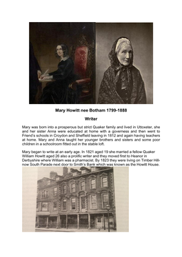 Mary Howitt Nee Botham 1799-1888 Writer