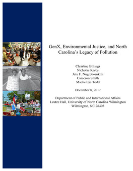 Genx, Environmental Justice, and North Carolina's Legacy of Pollution