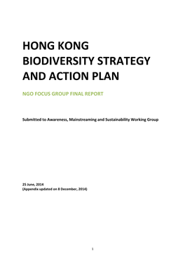 Hong Kong Biodiversity Strategy and Action Plan