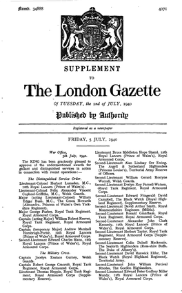 The London Gazette of TUESDAY, the 2Nd of JULY, 1940