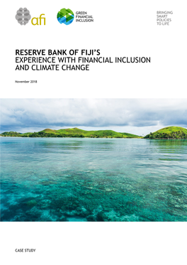 Reserve Bank of Fiji's Experience with Financial Inclusion and Climate