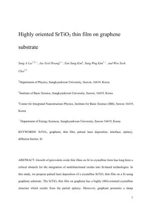Highly Oriented Srtio3 Thin Film on Graphene Substrate