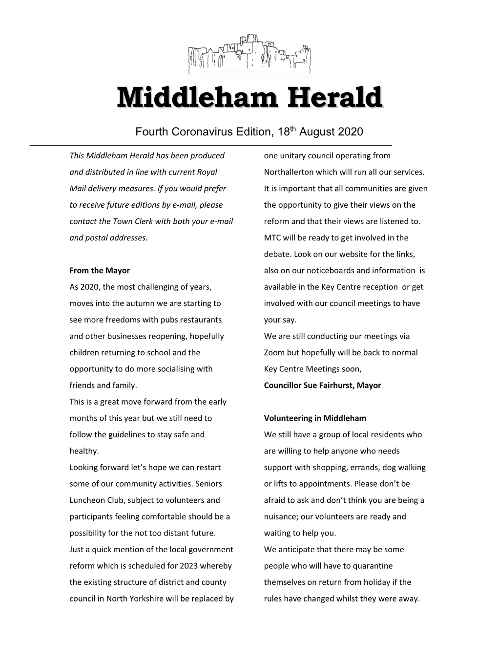 The Middleham Herald Coronavirus 4