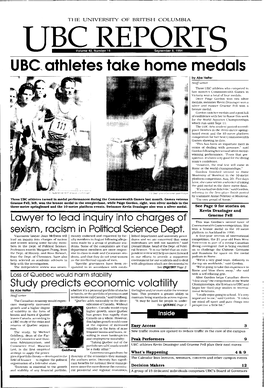 Medals by Abe Hefter Staff Writer Three UBC Athletes Who Competed in Last Month’S Commonwealth Games in Victoria Won a Total of Four Medals