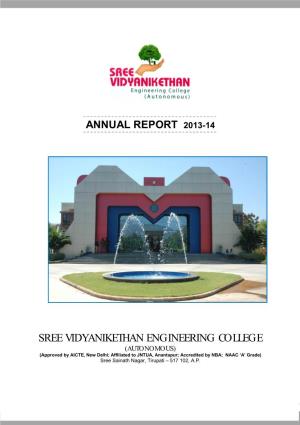 Annual Report 2013-14 Sree Vidyanikethan Engineering