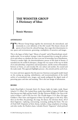 THE WOOSTER GROUP a Dictionary of Ideas