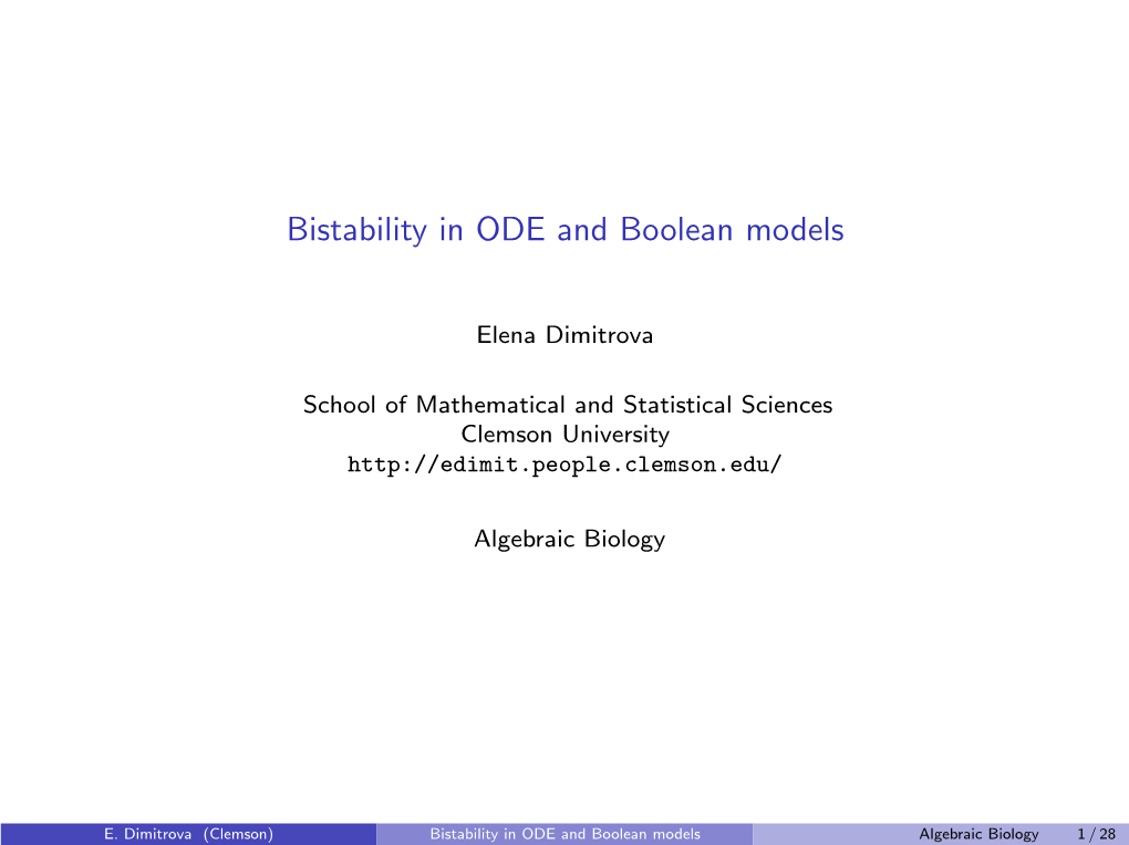 Bistability in ODE and Boolean Models