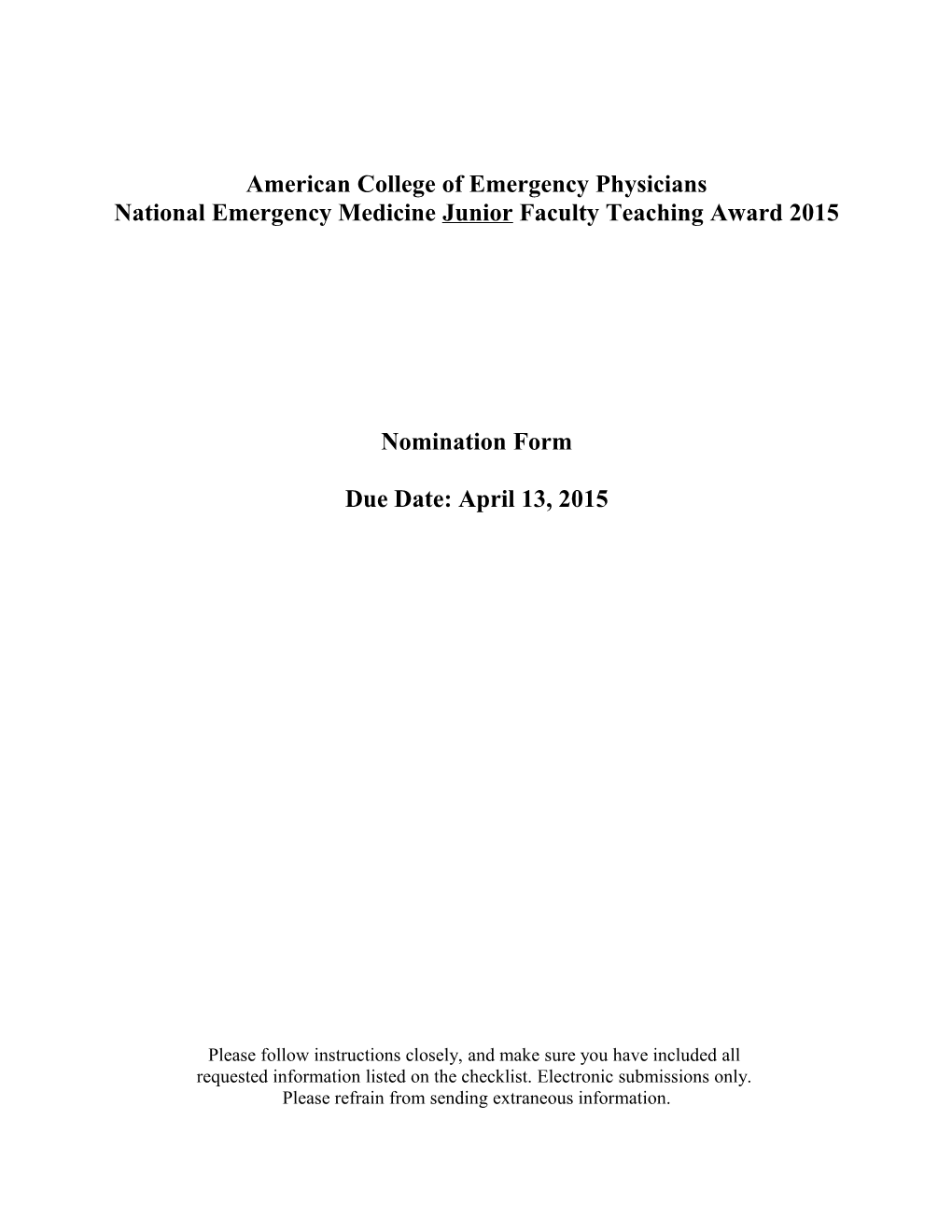 Acep National Emergency Medicine Faculty Teaching Award