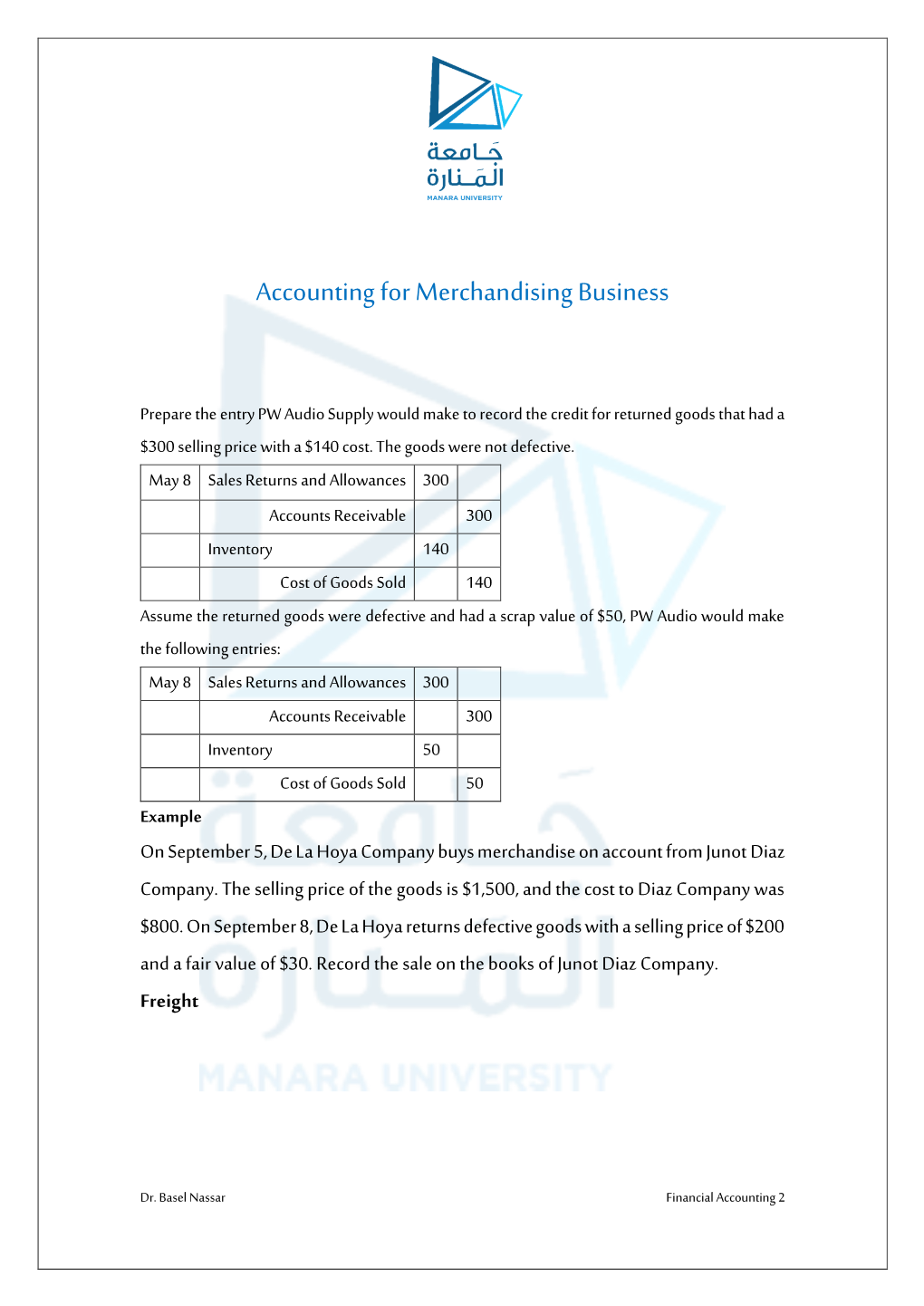 Accounting for Merchandising Business