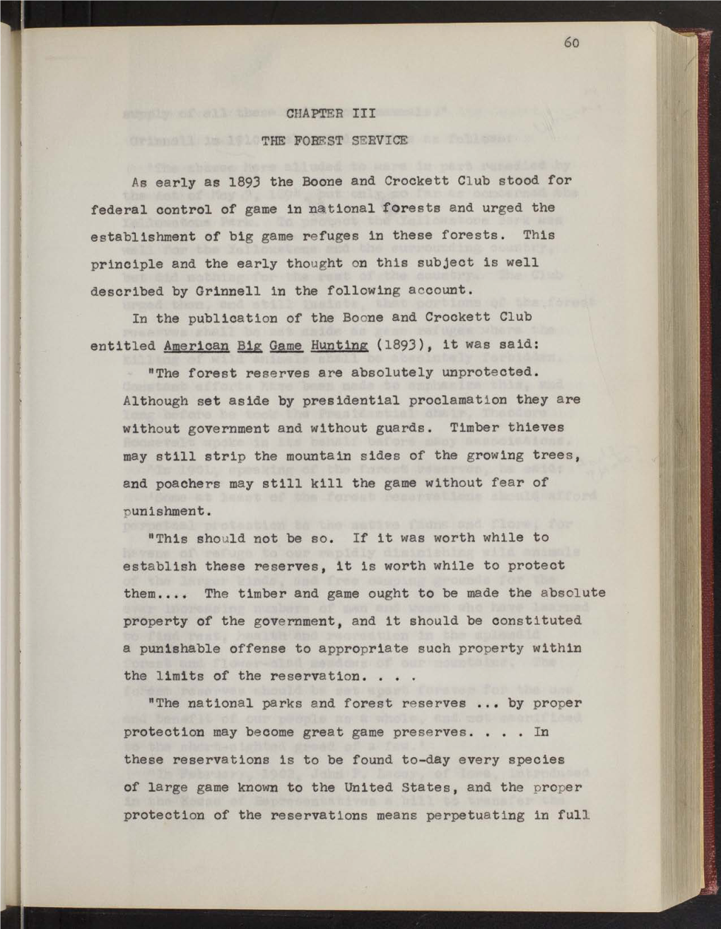 As Early As 1893 the Boone and Crockett Club Stood for Federal