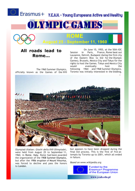 OLYMPIC GAMES ROME August 25 - September 11, 1960