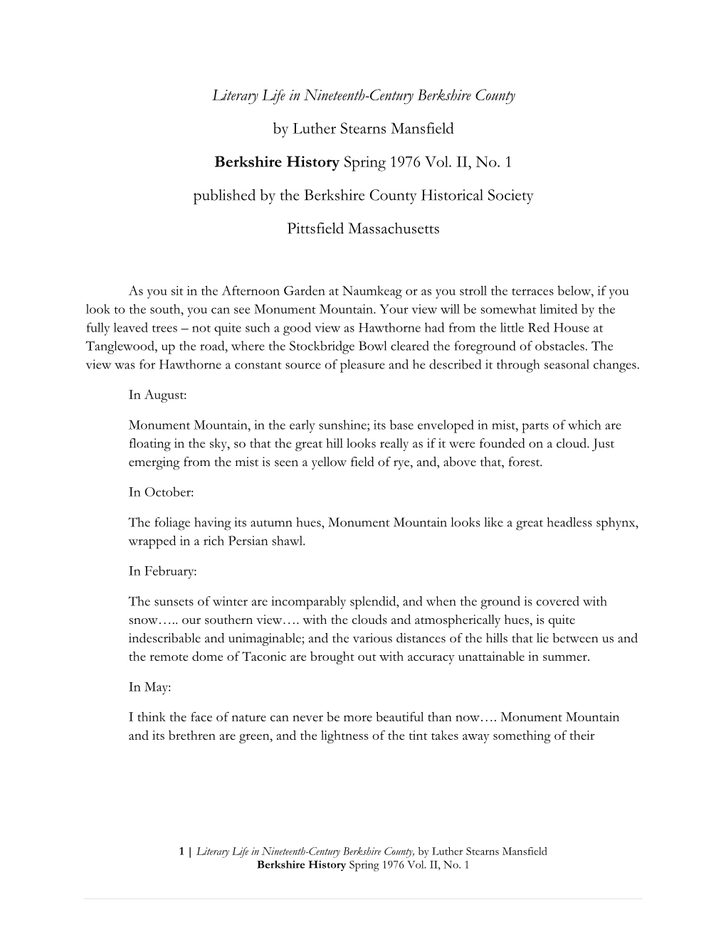 Literary Life in Nineteenth-Century Berkshire County by Luther Stearns